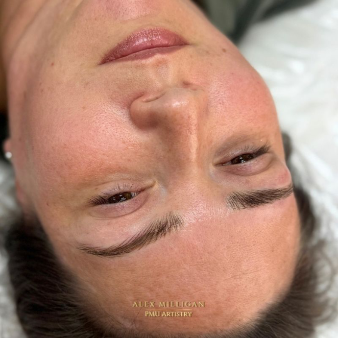 Hyperrealism brows adding balance on uneven brows by Alex Milligan