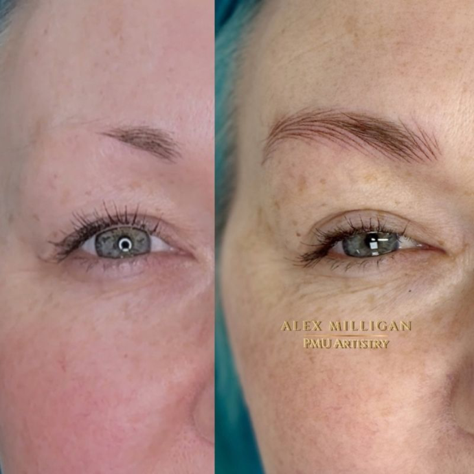 Hyperrealism brows before after for client with no brows Alex Milligan