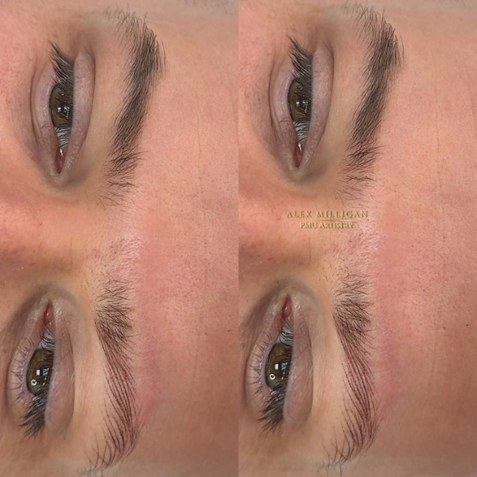 Hyperrealism brows on male alopecia client by Alex Milligan Bournemouth Dorset